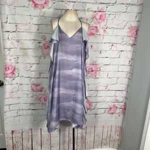 Halston heritage NWT purple watercolor flutter dress